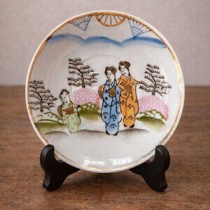 Occupied Japan Hand Painted Geisha Porcelain Dish 1940s